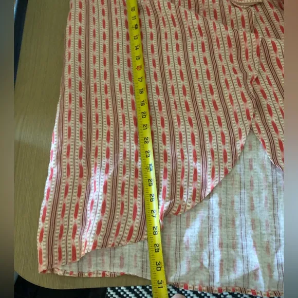 Faherty|Lagos linen wrap skirt, Neutral Hawaii geometric pattern•••Boho style