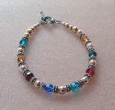 Family Bracelet with Swarovski crystals