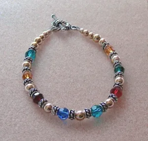 Family Bracelet with Swarovski crystals