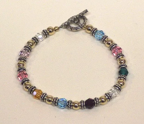 Family Bracelet with Swarovski crystals
