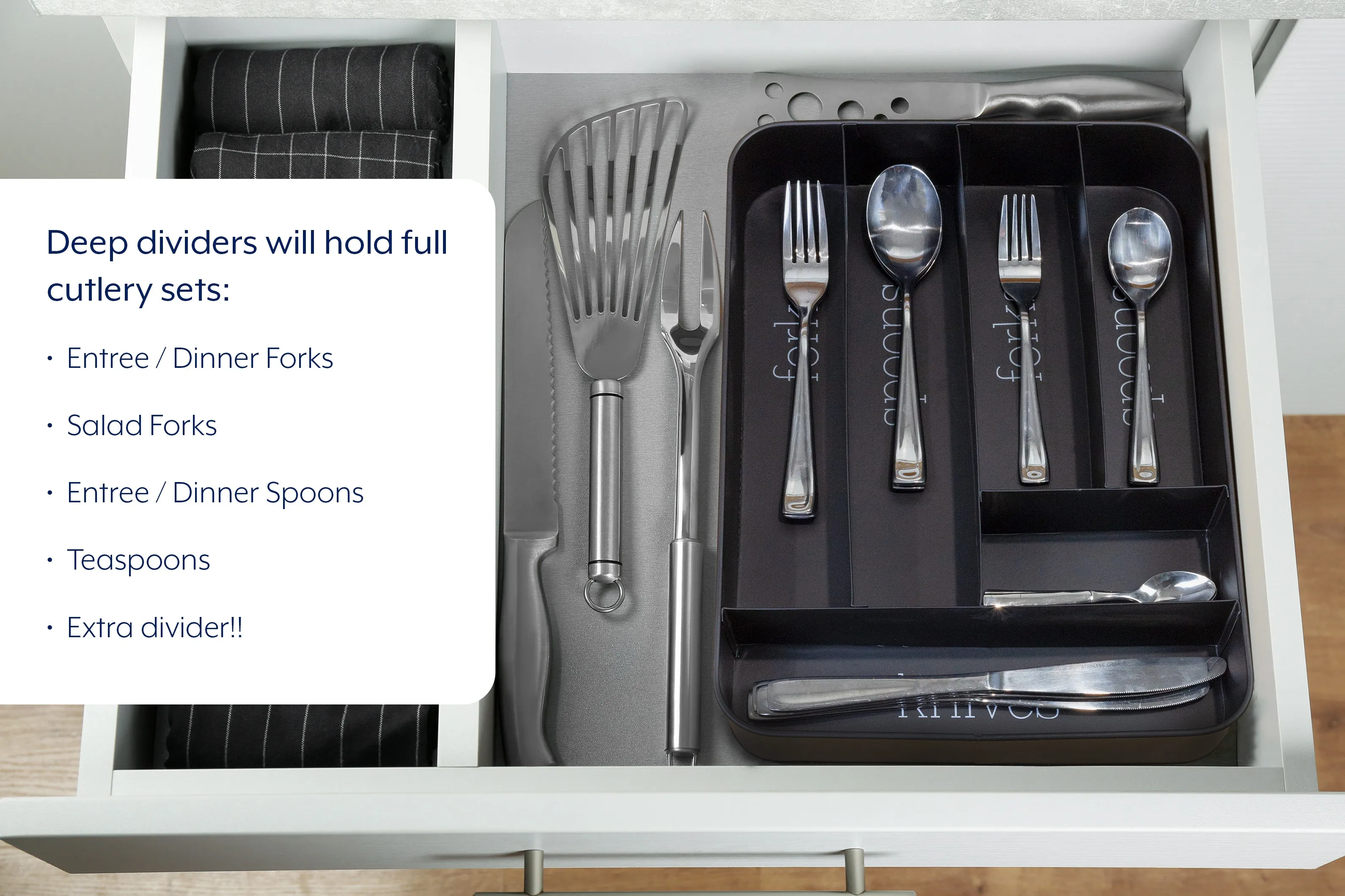 Farmhouse Enamelware Silverware Organizer (Black, Case of 8)