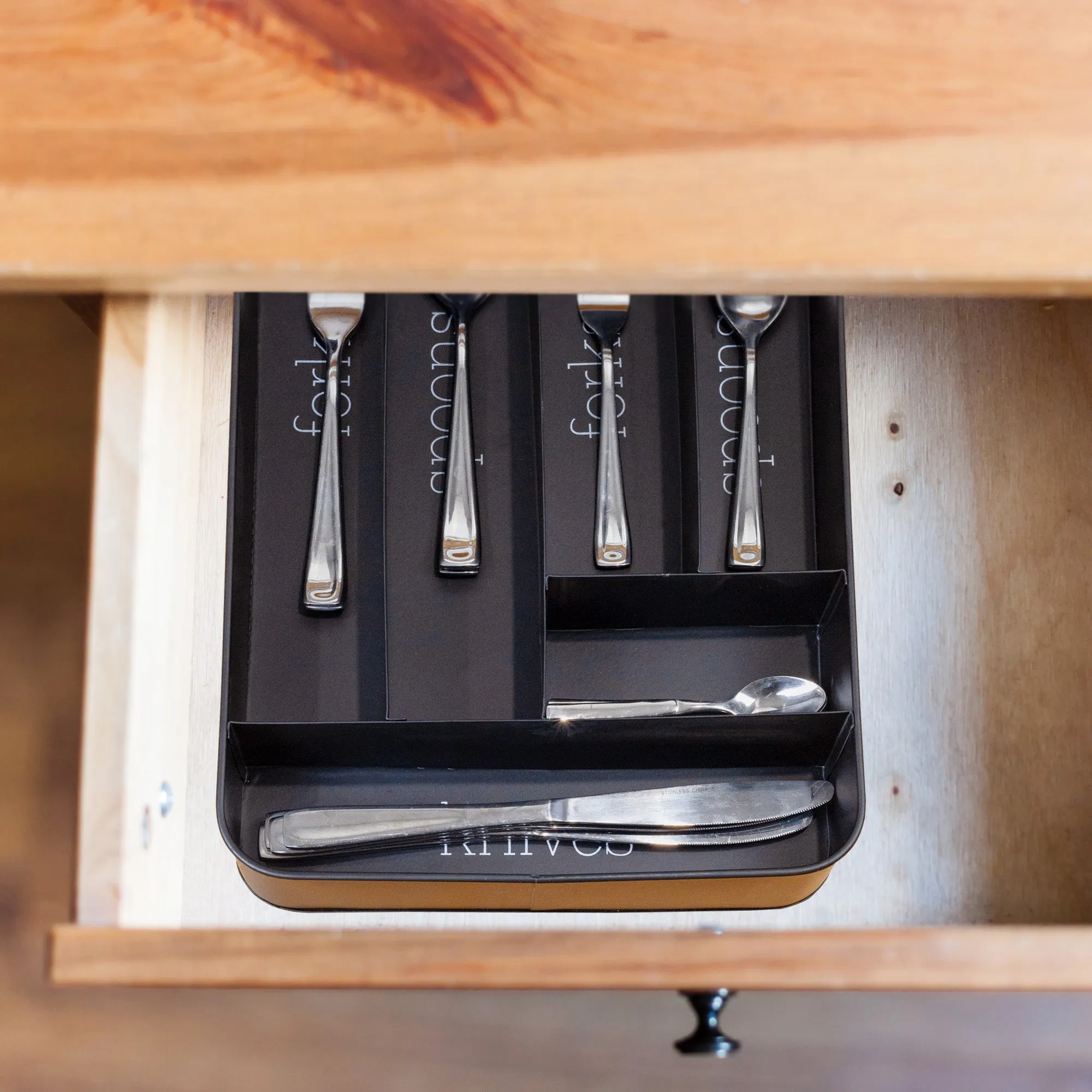 Farmhouse Enamelware Silverware Organizer (Black, Case of 8)