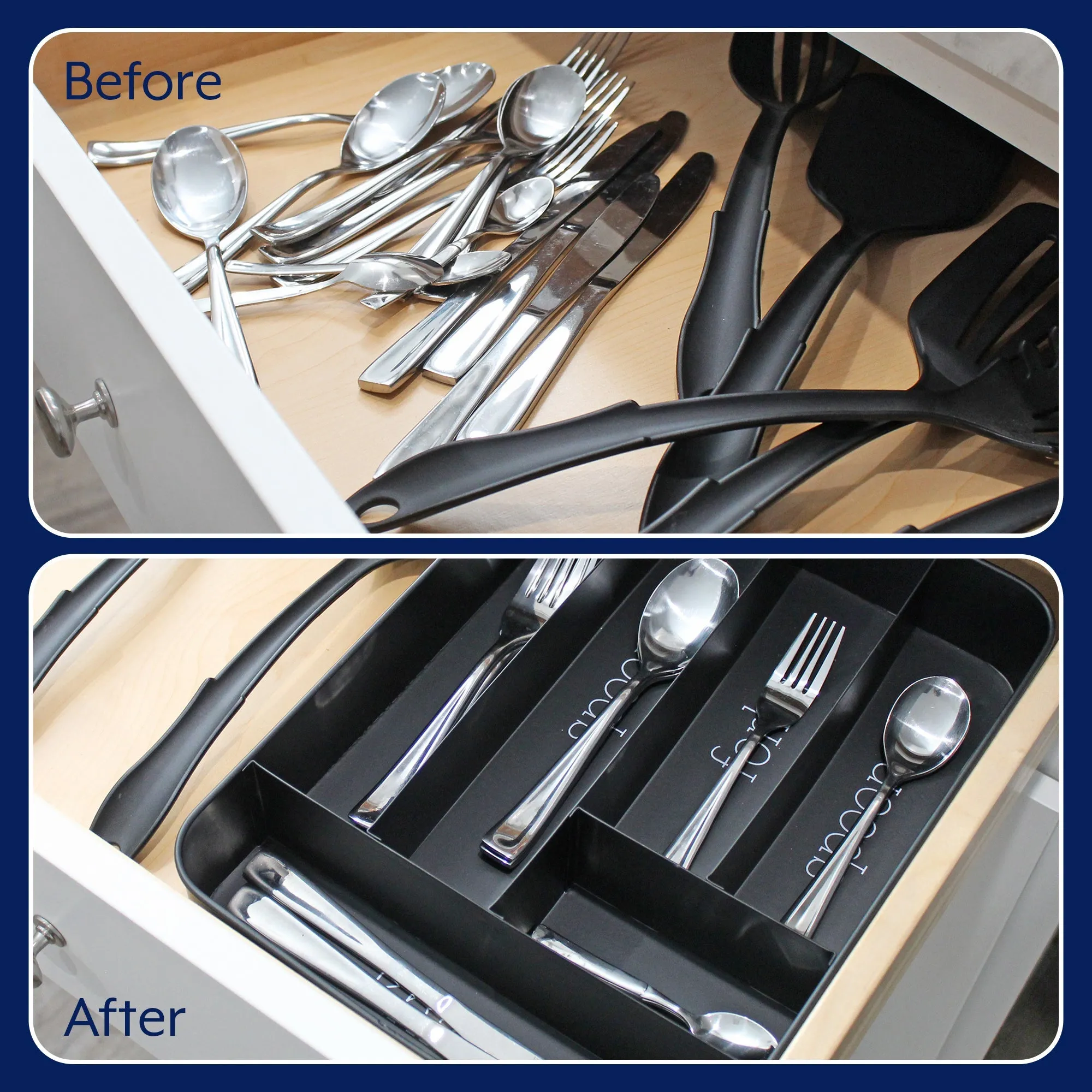 Farmhouse Enamelware Silverware Organizer (Black, Case of 8)