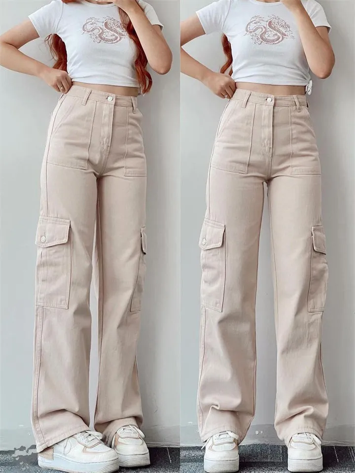 Female Comfort Multi-Pocket Wide Leg Cargo Pants