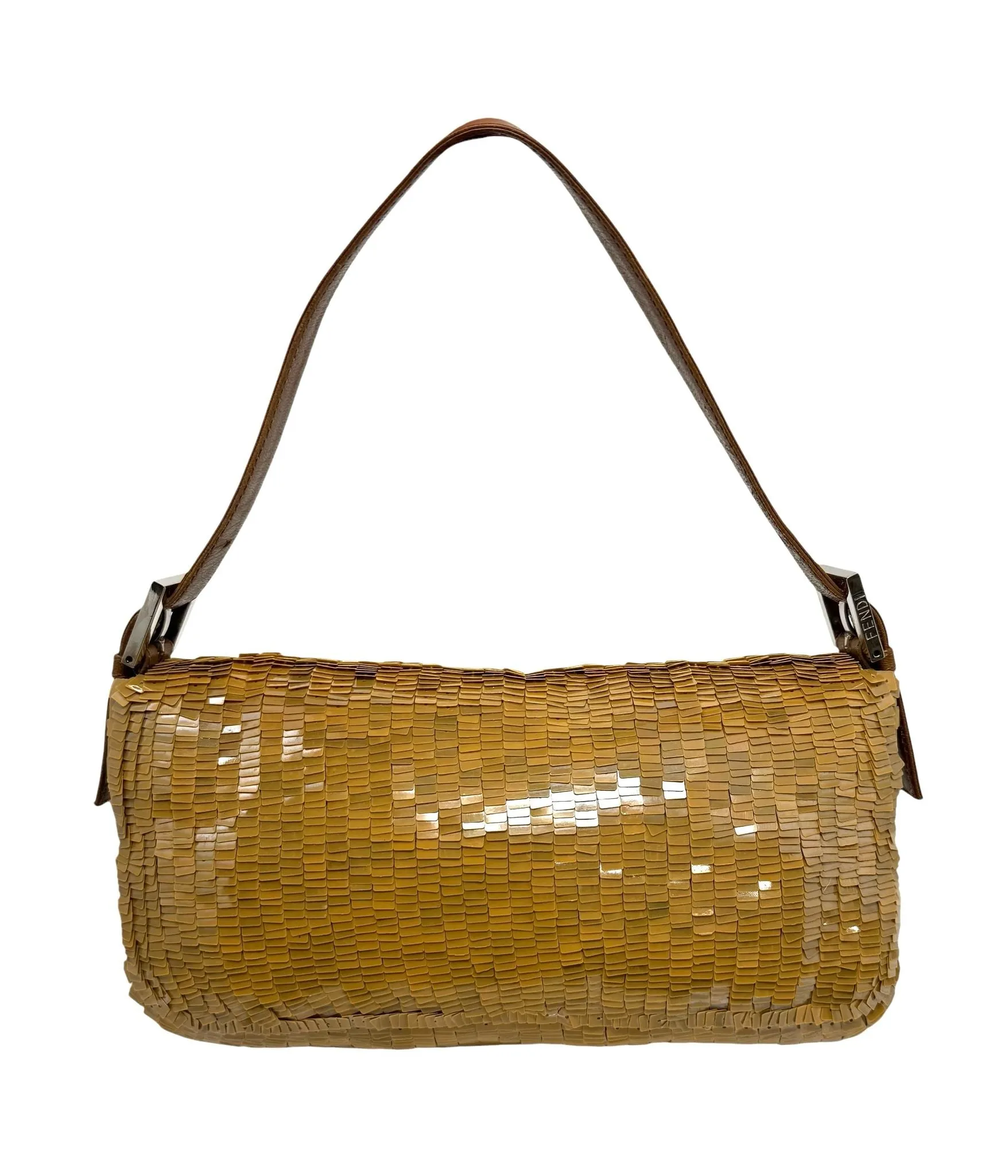 Fendi Brown Sequin Baguette Bag