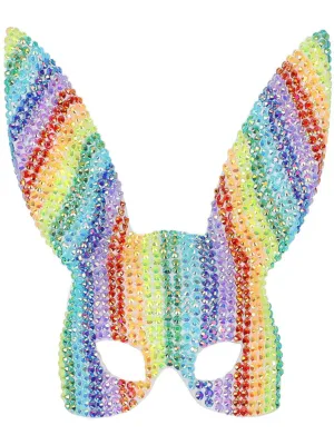 Fever Deluxe Rainbow Jewel Studded Bunny Mask