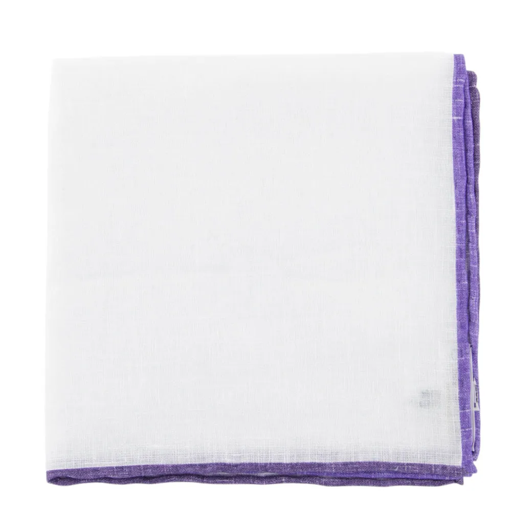 Fiori Di Lusso White Linen Blend Pocket Square