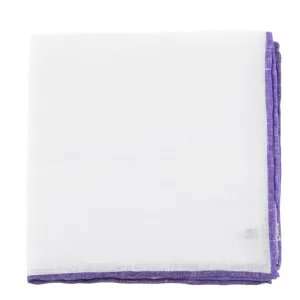 Fiori Di Lusso White Linen Blend Pocket Square