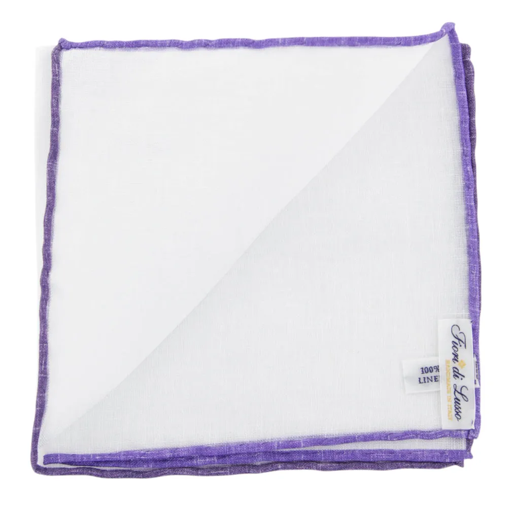 Fiori Di Lusso White Linen Blend Pocket Square