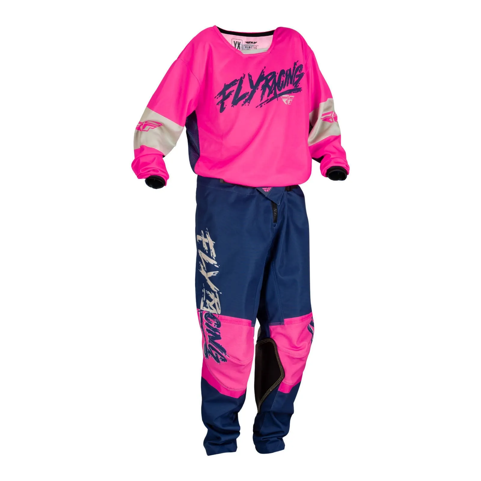 Fly Racing 2023 Kinetic Khaos Youth Pant - Pink / Navy / Tan