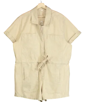 Free People Wheat Cotton / Linen blend Rhodes Chino Coverall Playsuit  UK L