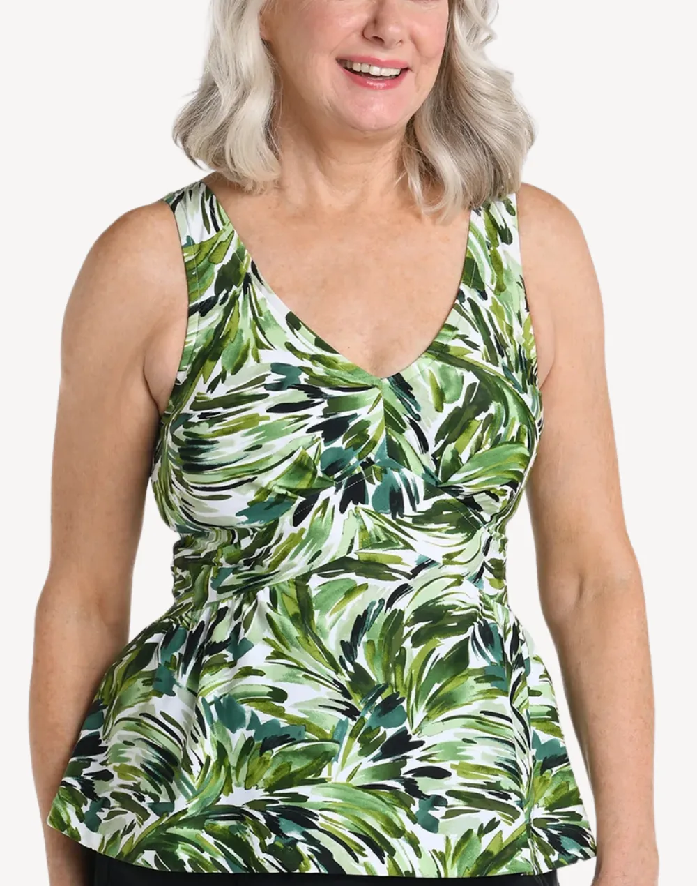 Fronds With Flair Empire Tankini Top
