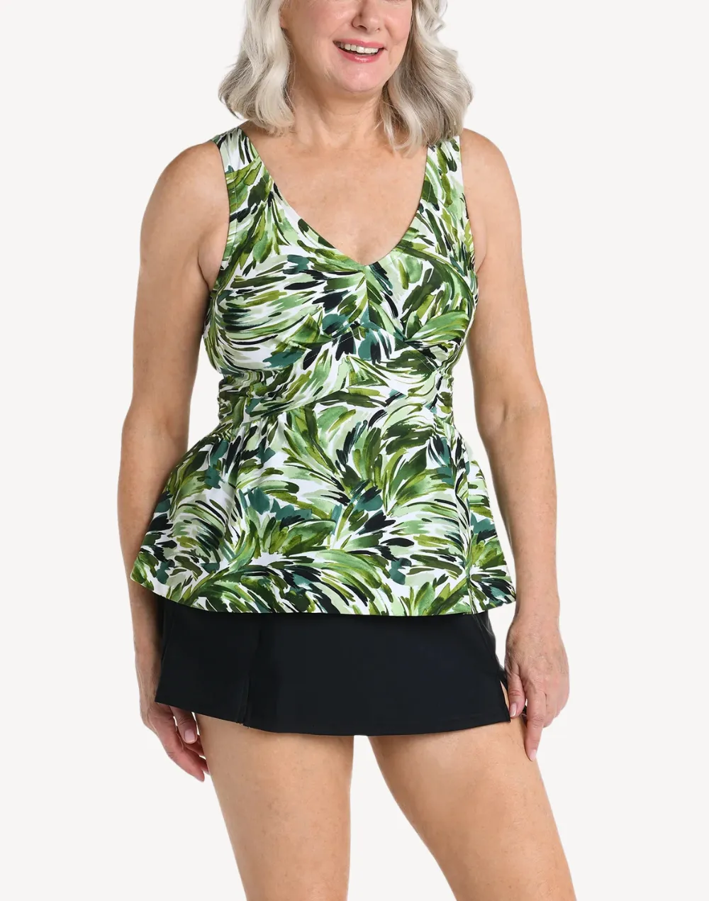 Fronds With Flair Empire Tankini Top