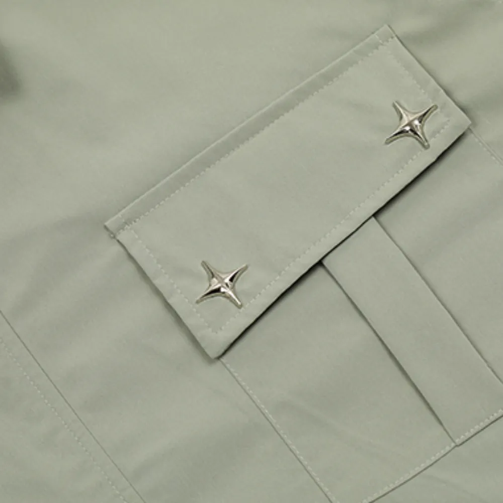 Functional Multi-pocket Plain Shirt