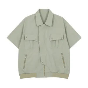 Functional Multi-pocket Plain Shirt
