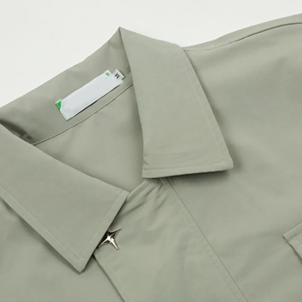 Functional Multi-pocket Plain Shirt