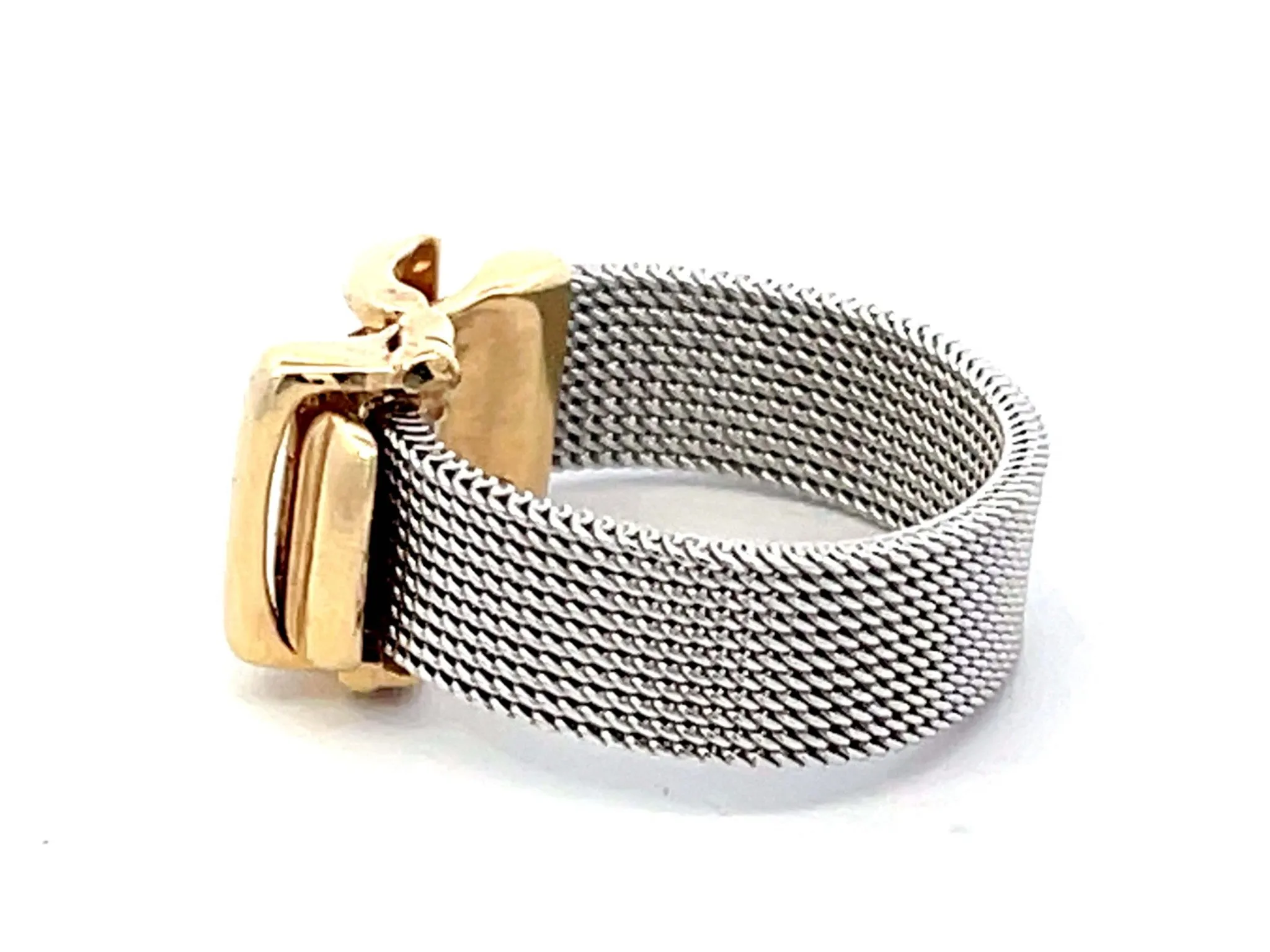 Functional Two Toned Gold Belt Ring in 14K