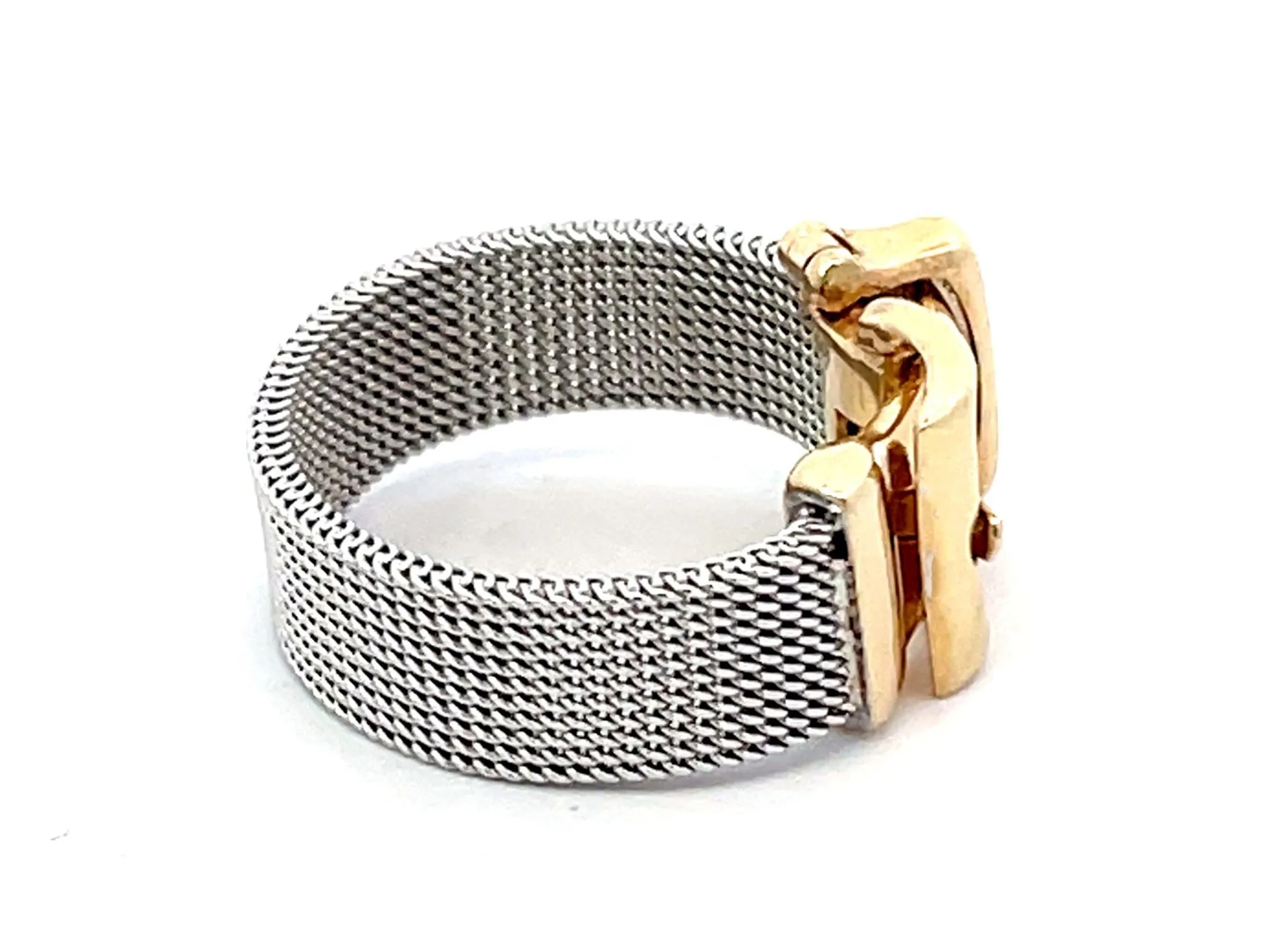 Functional Two Toned Gold Belt Ring in 14K