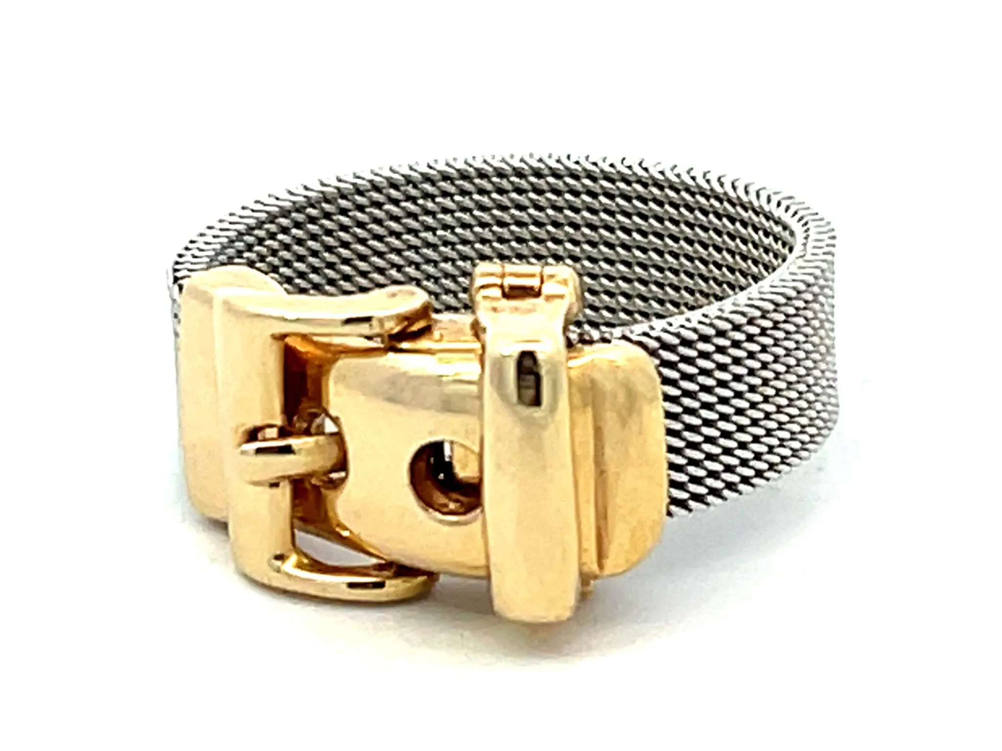 Functional Two Toned Gold Belt Ring in 14K