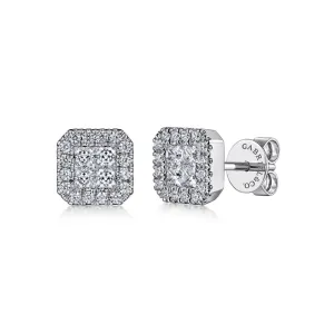 Gabriel & Co. Pave Diamond Square Geometric Studs