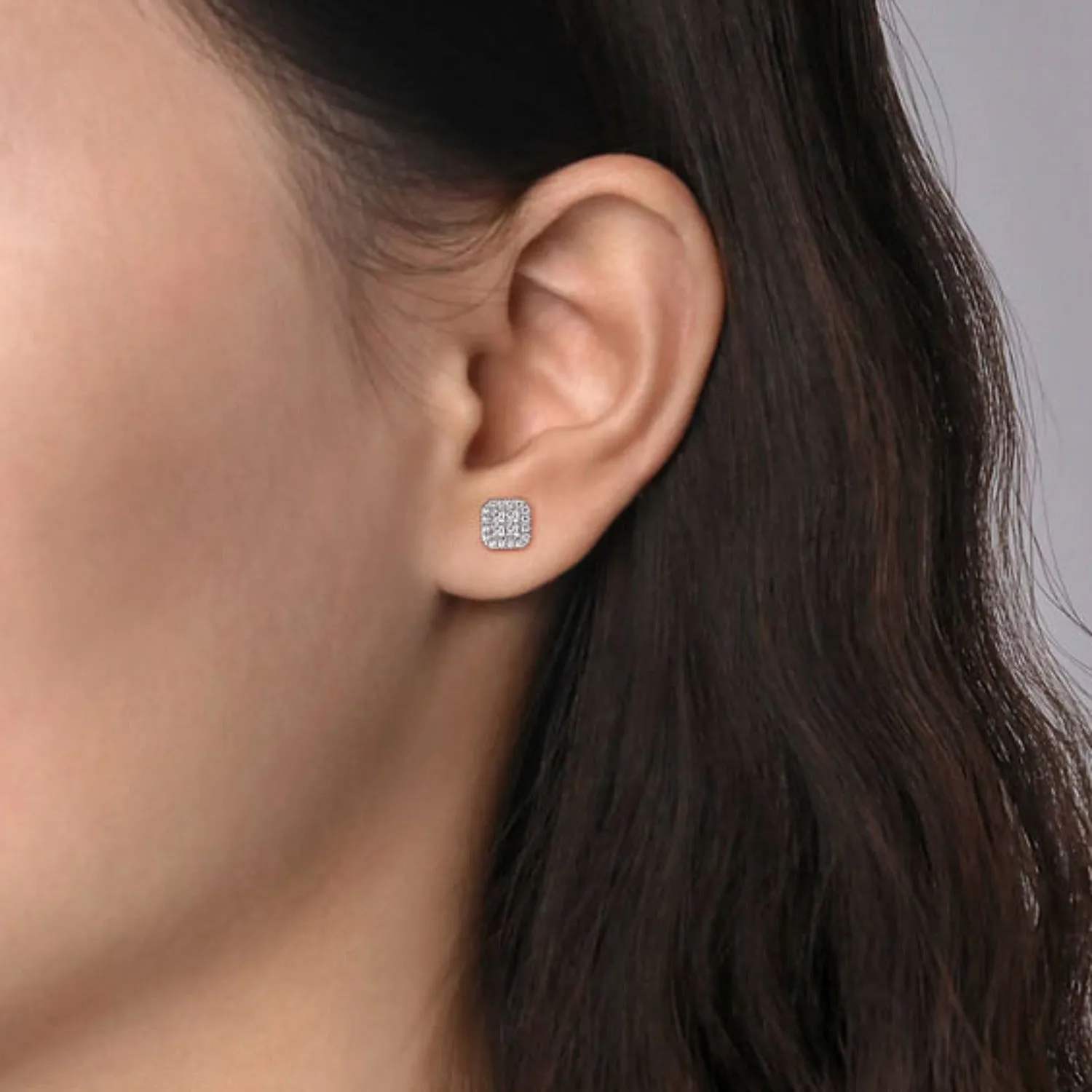 Gabriel & Co. Pave Diamond Square Geometric Studs