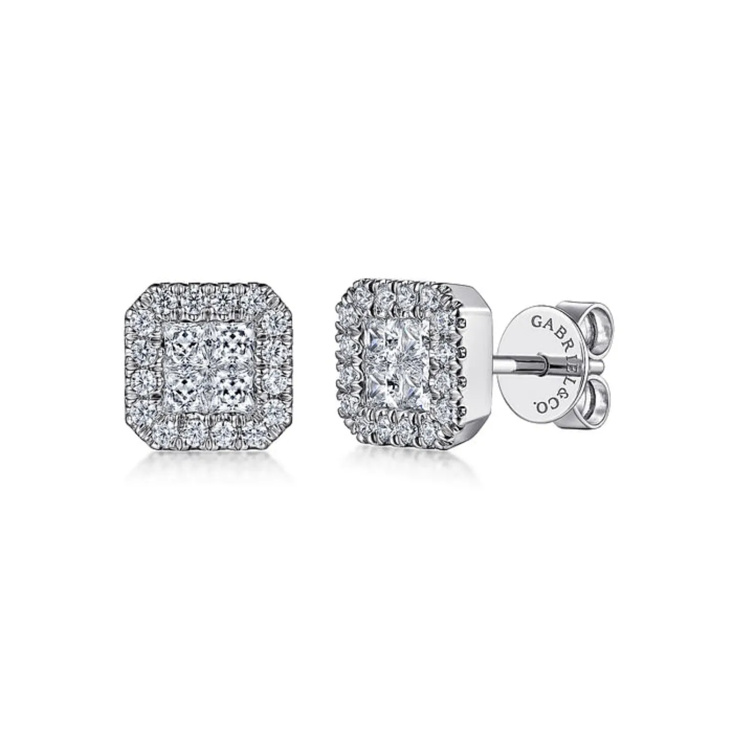 Gabriel & Co. Pave Diamond Square Geometric Studs