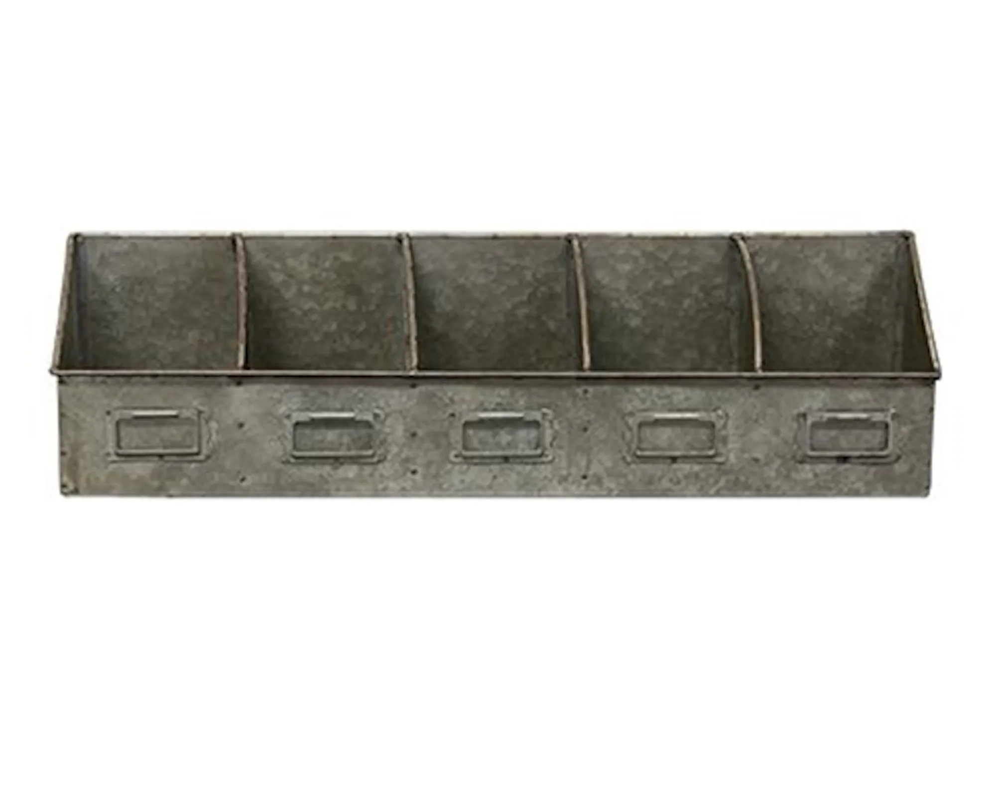 Galvanized metal long gray divided organizer