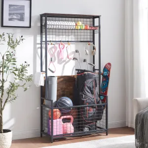 Garage Sports Equipment Organizer Kids Toys Storage Brown Metal