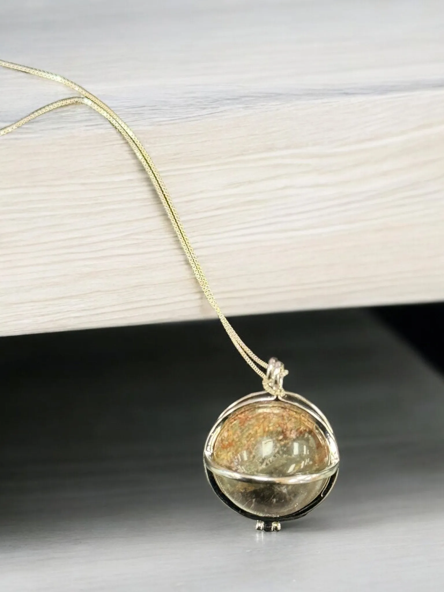 Garden Quartz Crystal Pendant, Silver 925 Necklace