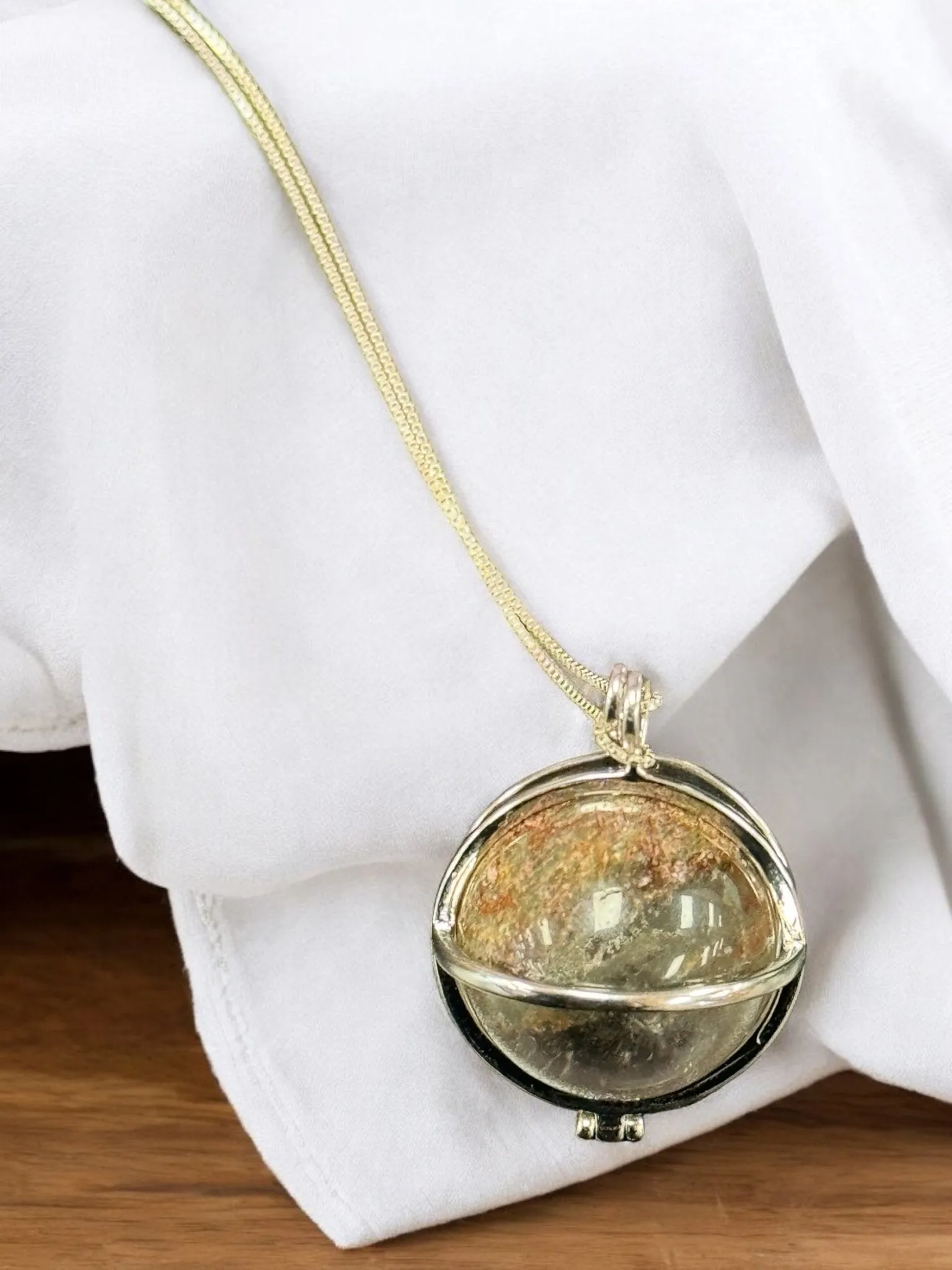Garden Quartz Crystal Pendant, Silver 925 Necklace