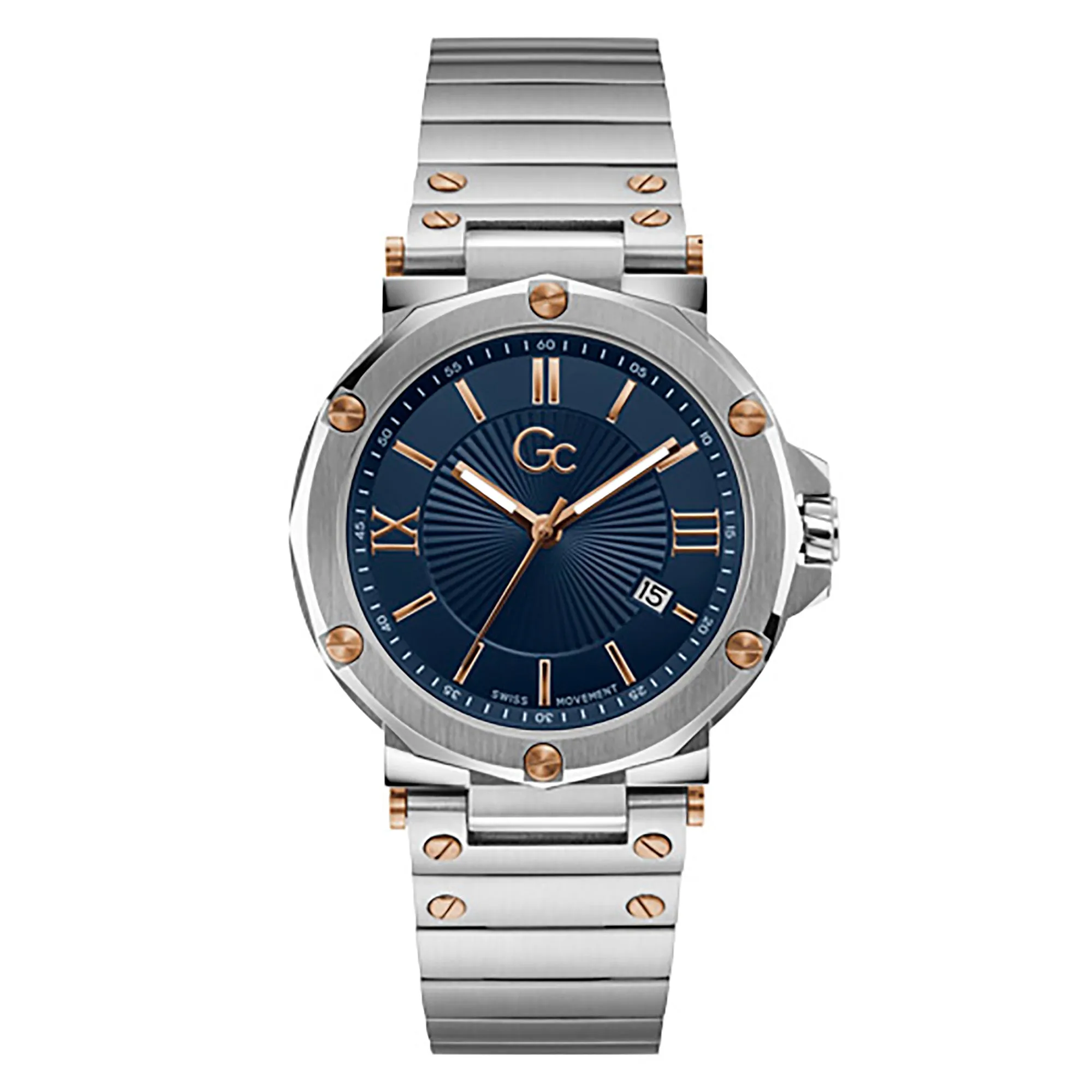Gc Men's Watch Silver Case Quartz