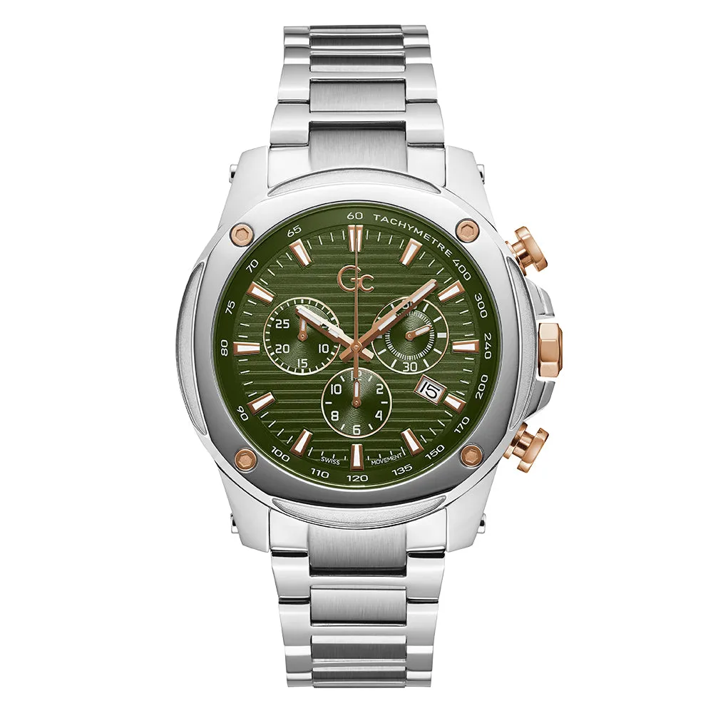 Gc Men's Watch Silver Tone Case Quartz
