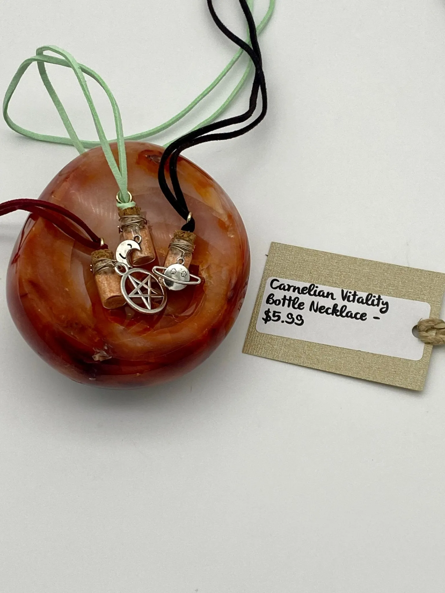 Gemstone Bottle Necklace with charm