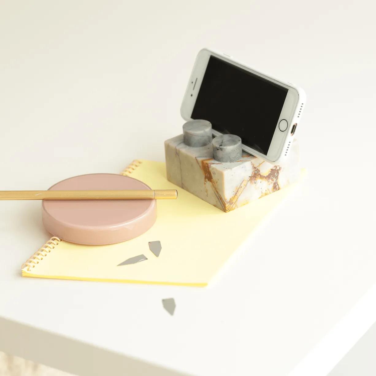 Gemstone Brick Phonestand - Creamy Soapstone