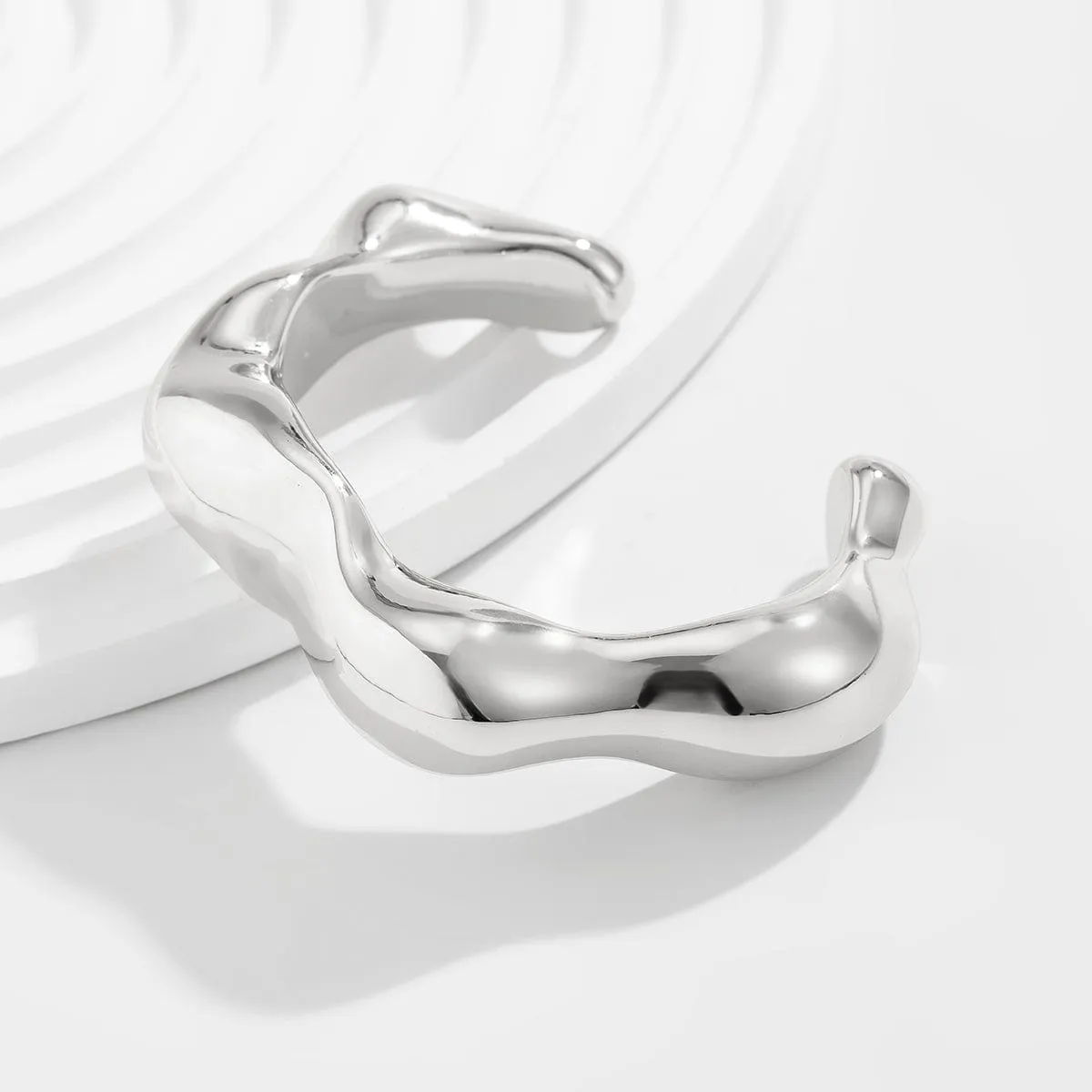 Geometric Abstract Liquid Flow Glossy Bangle Bracelet
