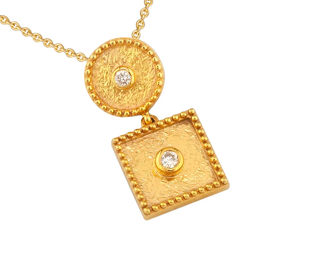 Geometric Circle Square Necklace