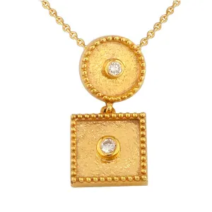 Geometric Circle Square Necklace