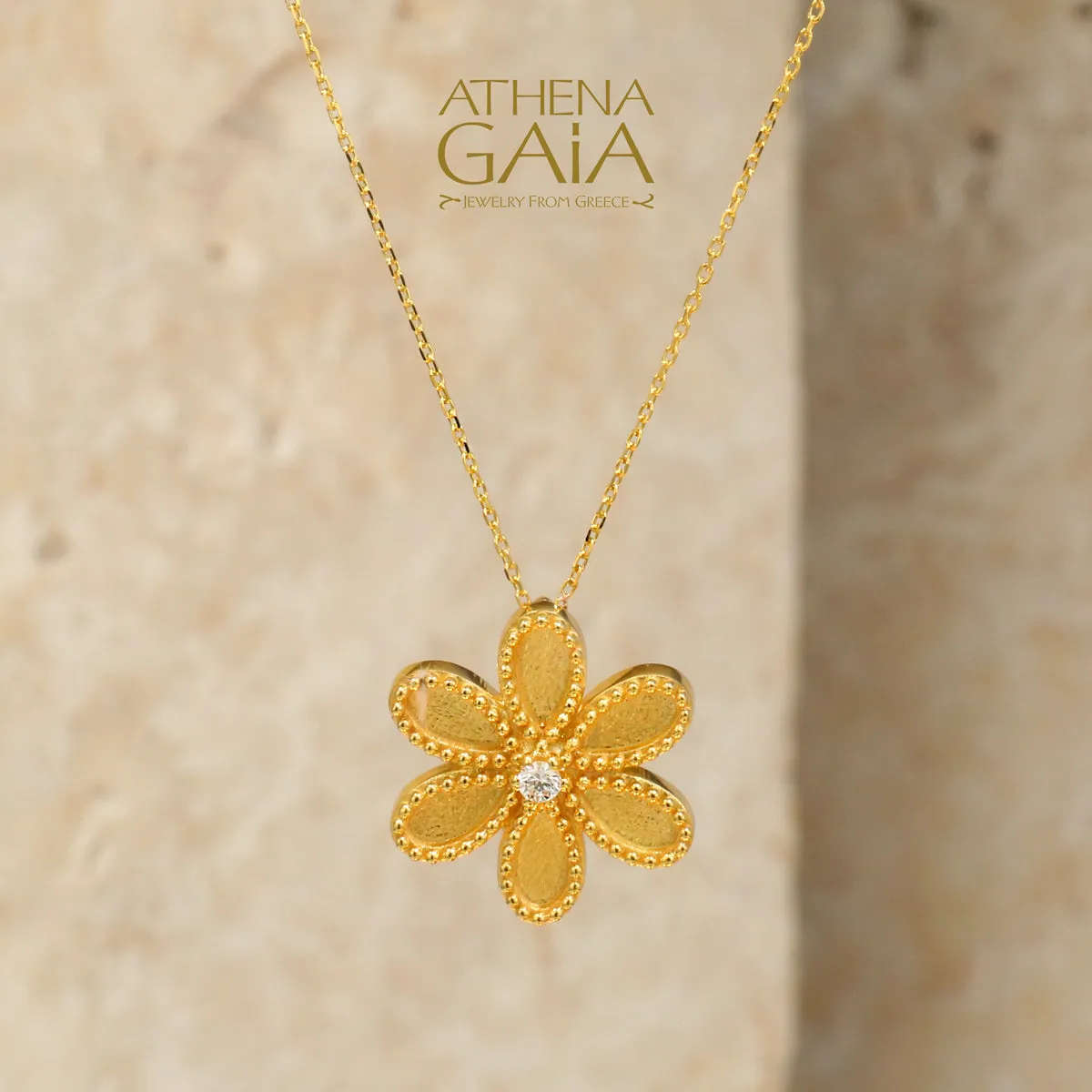 Geometric Diamond Flower Necklace