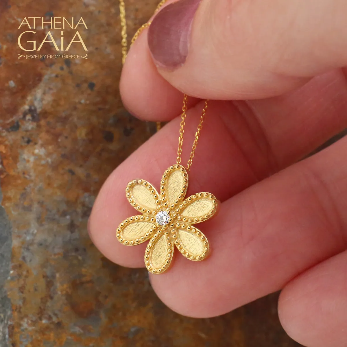 Geometric Diamond Flower Necklace