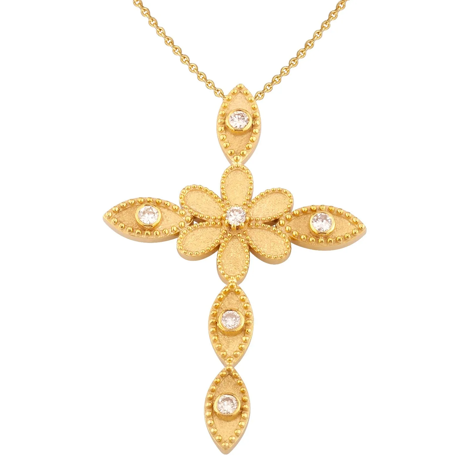 Geometric Flower Latin Cross with Necklace