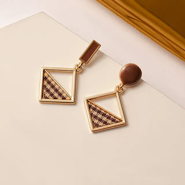 Geometric Gold Drop Earrings