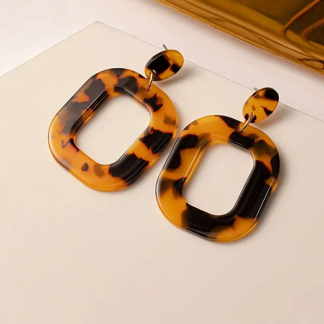 Geometric Gold Drop Earrings