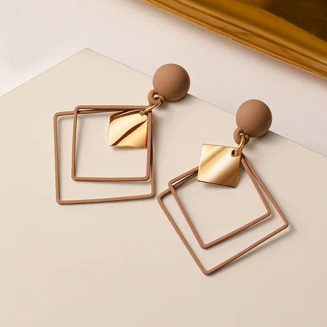 Geometric Gold Drop Earrings