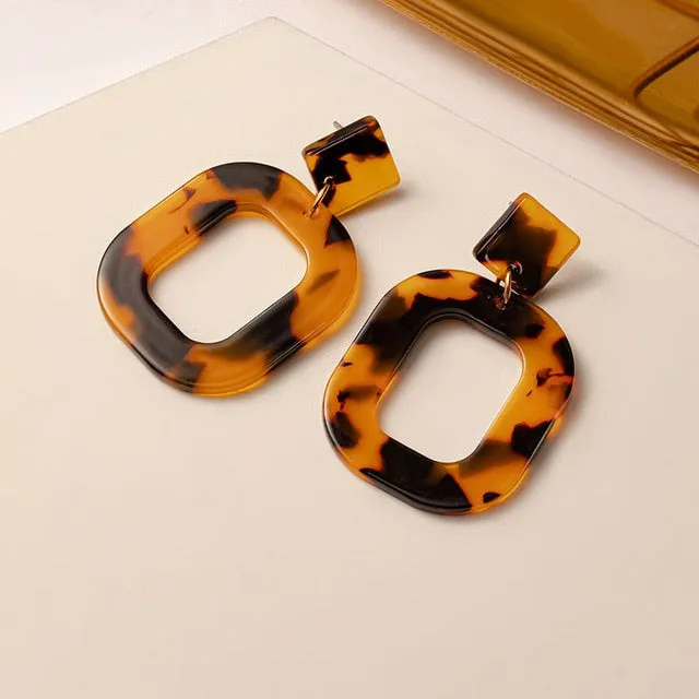 Geometric Gold Drop Earrings