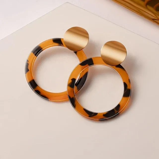 Geometric Gold Drop Earrings