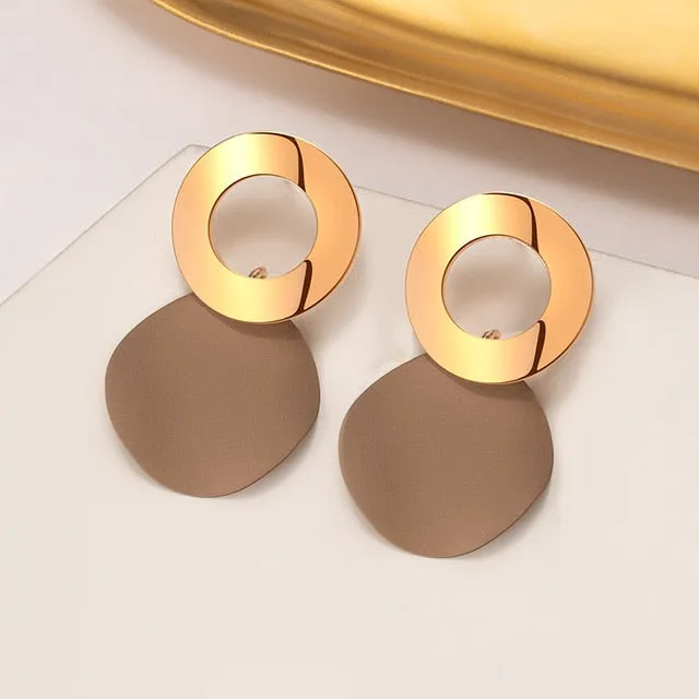 Geometric Gold Drop Earrings