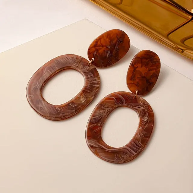 Geometric Gold Drop Earrings