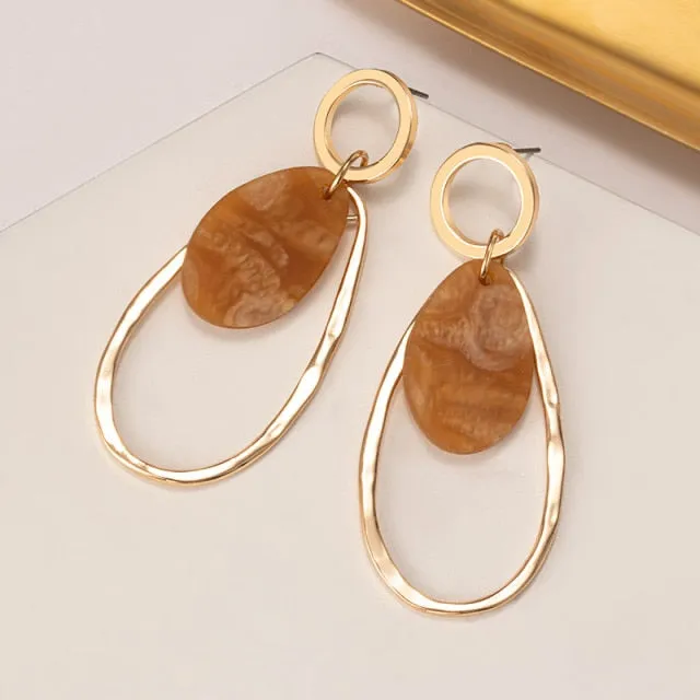 Geometric Gold Drop Earrings