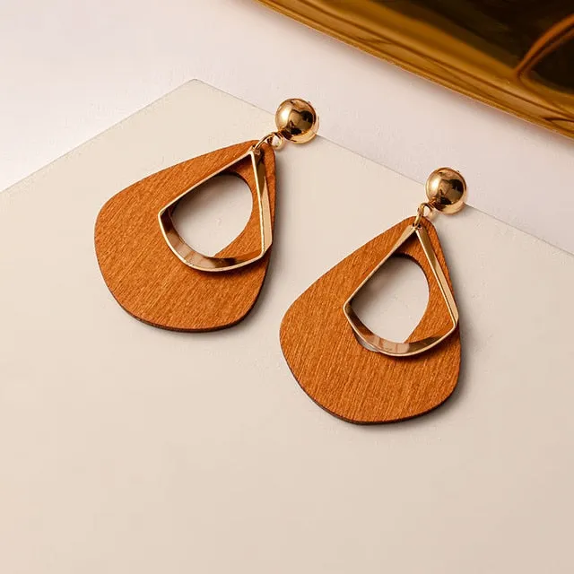 Geometric Gold Drop Earrings