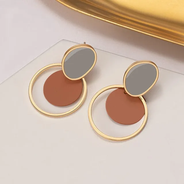 Geometric Gold Drop Earrings